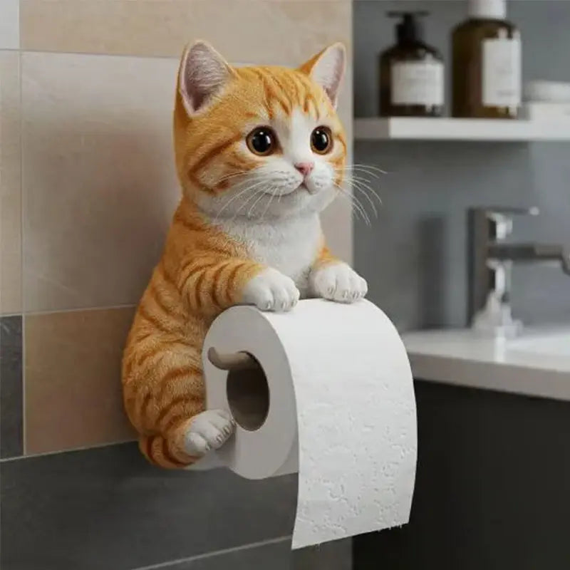 Toilettenpapierhalter | 3D Katzenform | Einfache Montage | Harz