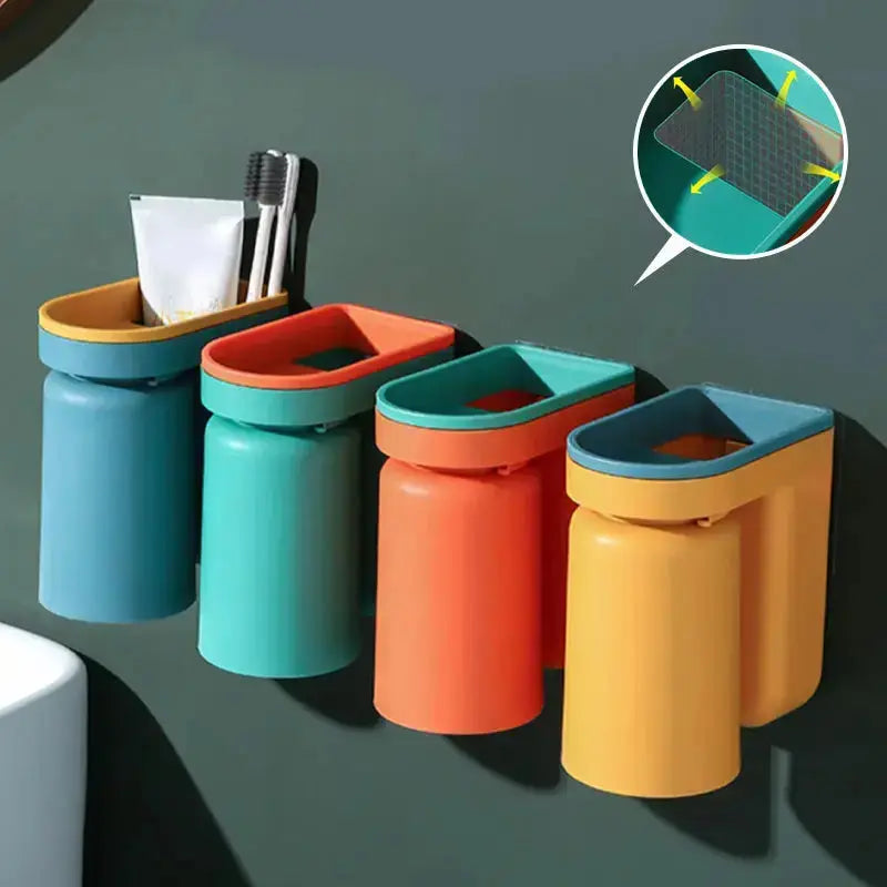 Zahnbürstenhalter | Selbstklebend | Platzsparendes Design | Kunststoff