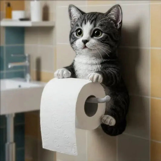 Toilettenpapierhalter | 3D Katzenform | Einfache Montage | Harz