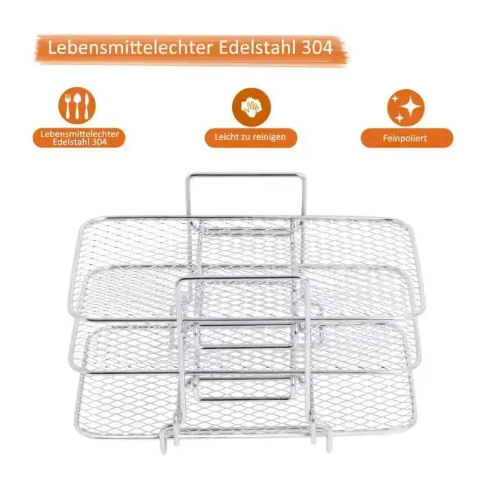 Heißluftfritteusen-Einsatz | Dreistufig | Gleichmäßige Wärmeverteilung | Metall