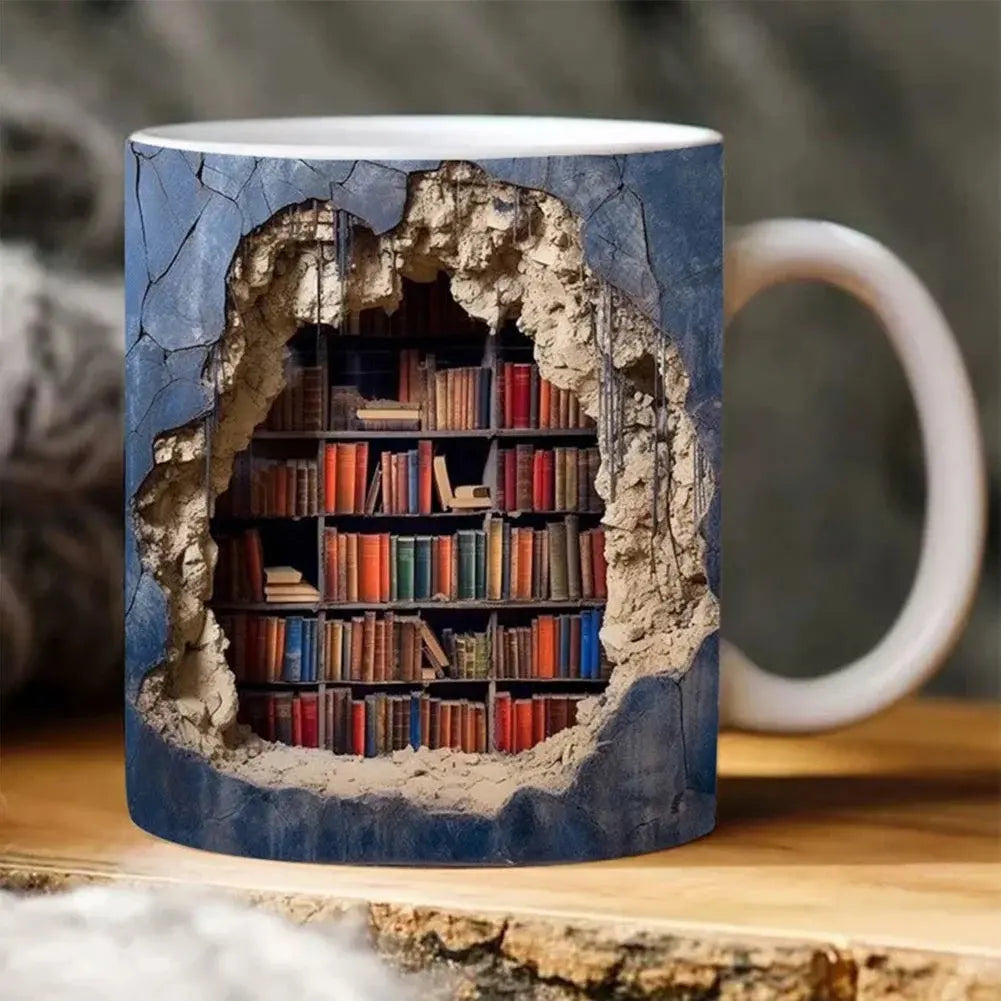 3D Bücherregal Tasse | Kreativ | Geschenkbereit zum Verschenken | Keramik