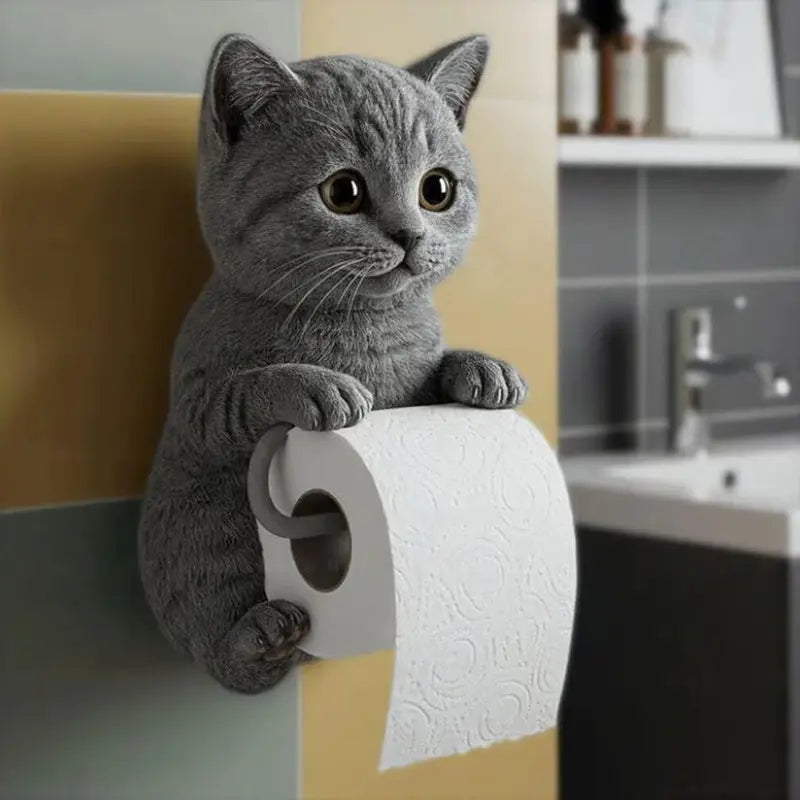 Toilettenpapierhalter | 3D Katzenform | Einfache Montage | Harz