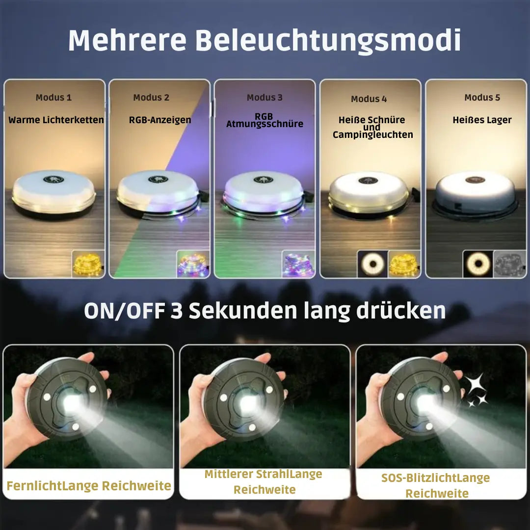 Campinglampe | Multifunktional | Wetterfest und Robust | Kunststoff