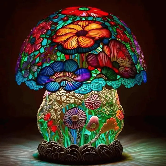 Tischlampe | Bunter Schirm | Warme Lichtwirkung | Glas