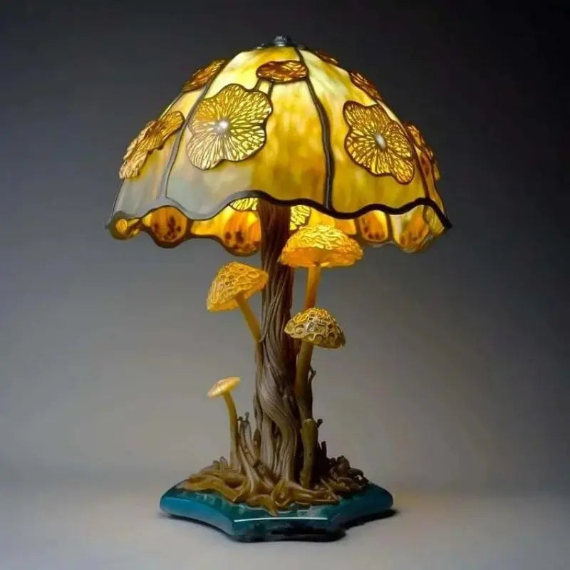 Tischlampe | Bunter Schirm | Warme Lichtwirkung | Glas