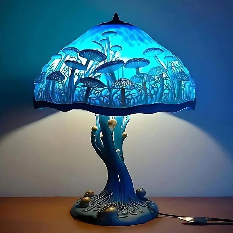 Tischlampe | Bunter Schirm | Warme Lichtwirkung | Glas