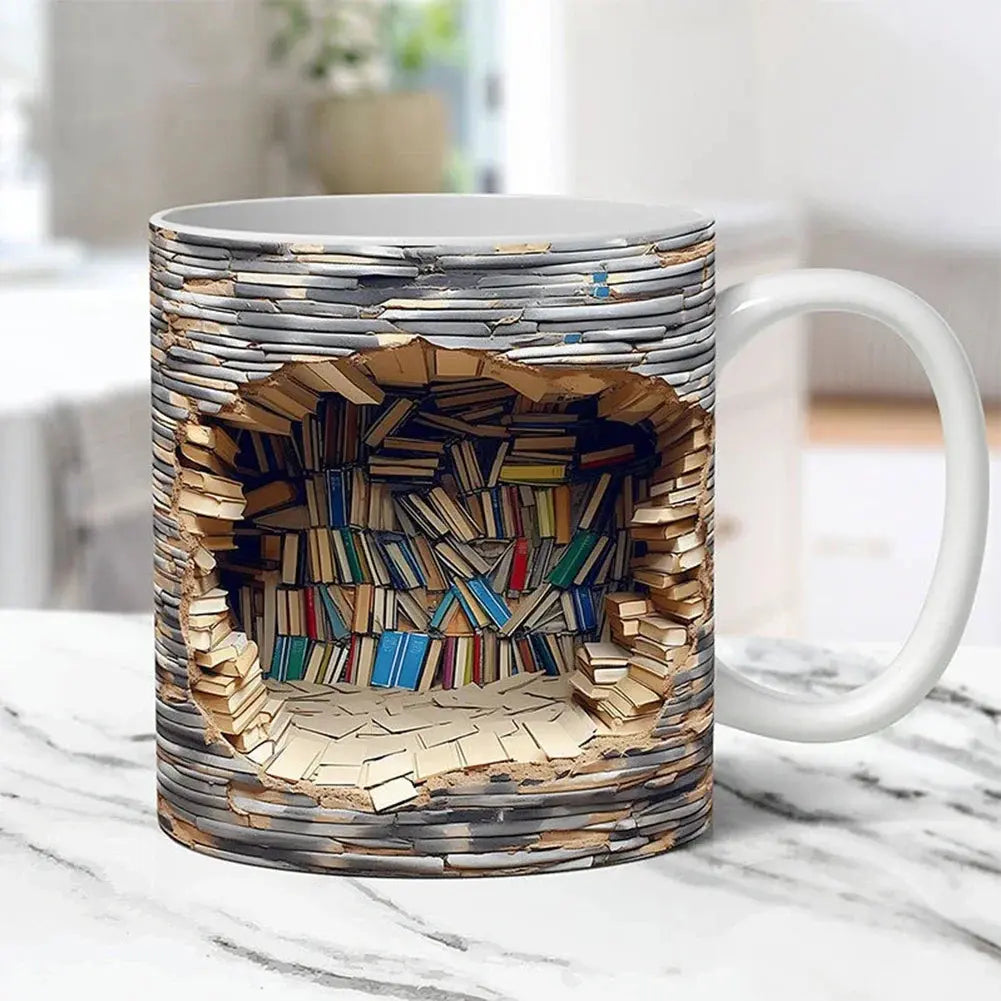 3D Bücherregal Tasse | Kreativ | Geschenkbereit zum Verschenken | Keramik