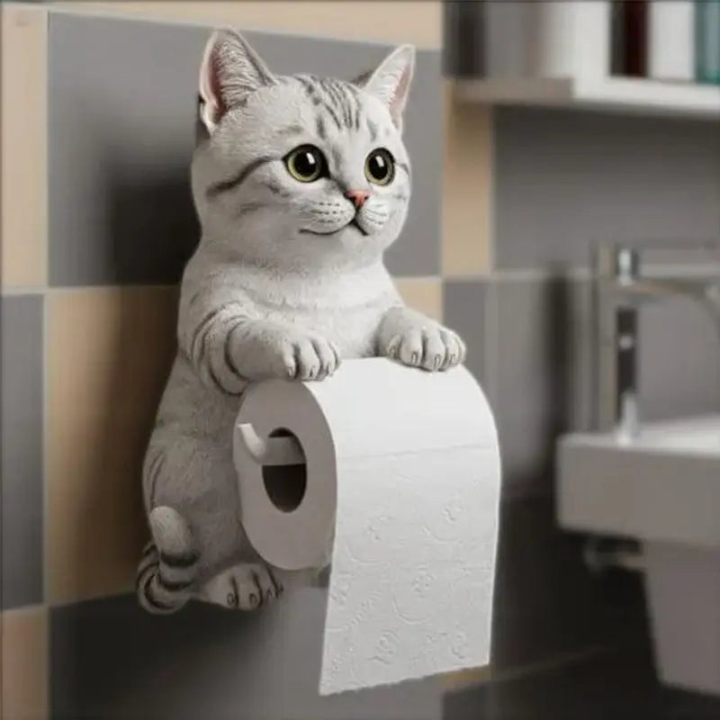 Toilettenpapierhalter | 3D Katzenform | Einfache Montage | Harz