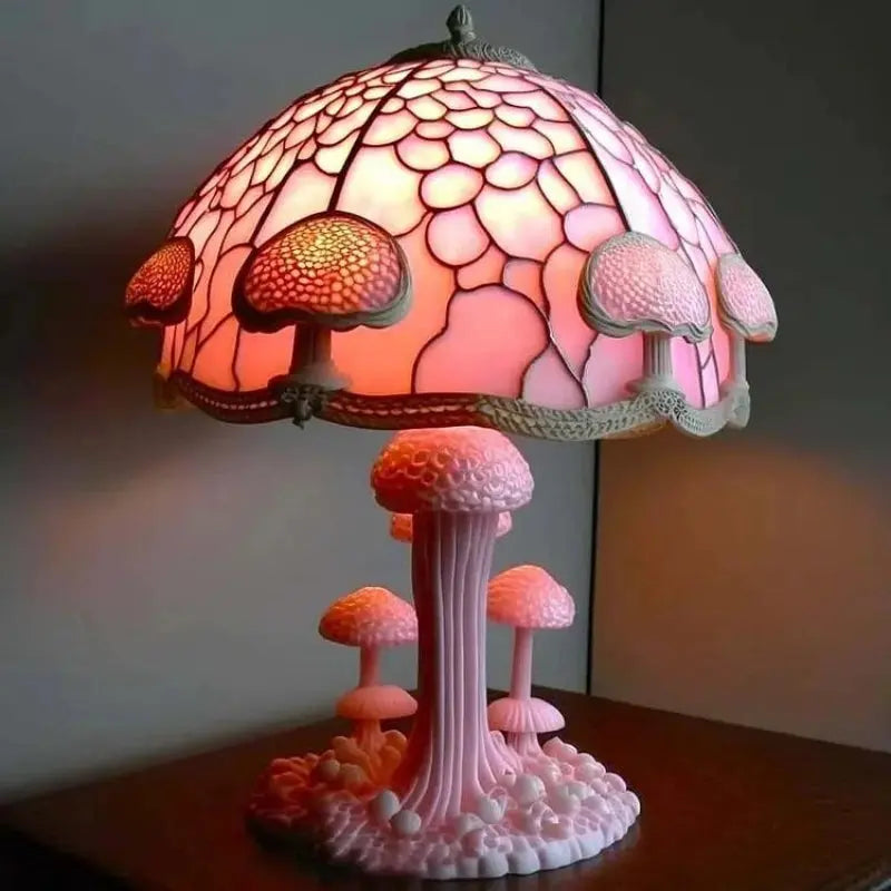Tischlampe | Bunter Schirm | Warme Lichtwirkung | Glas