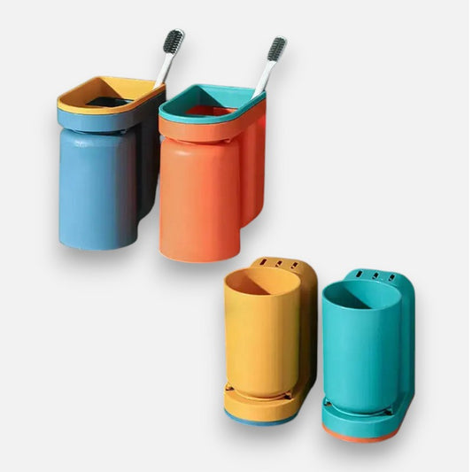 Zahnbürstenhalter | Selbstklebend | Platzsparendes Design | Kunststoff