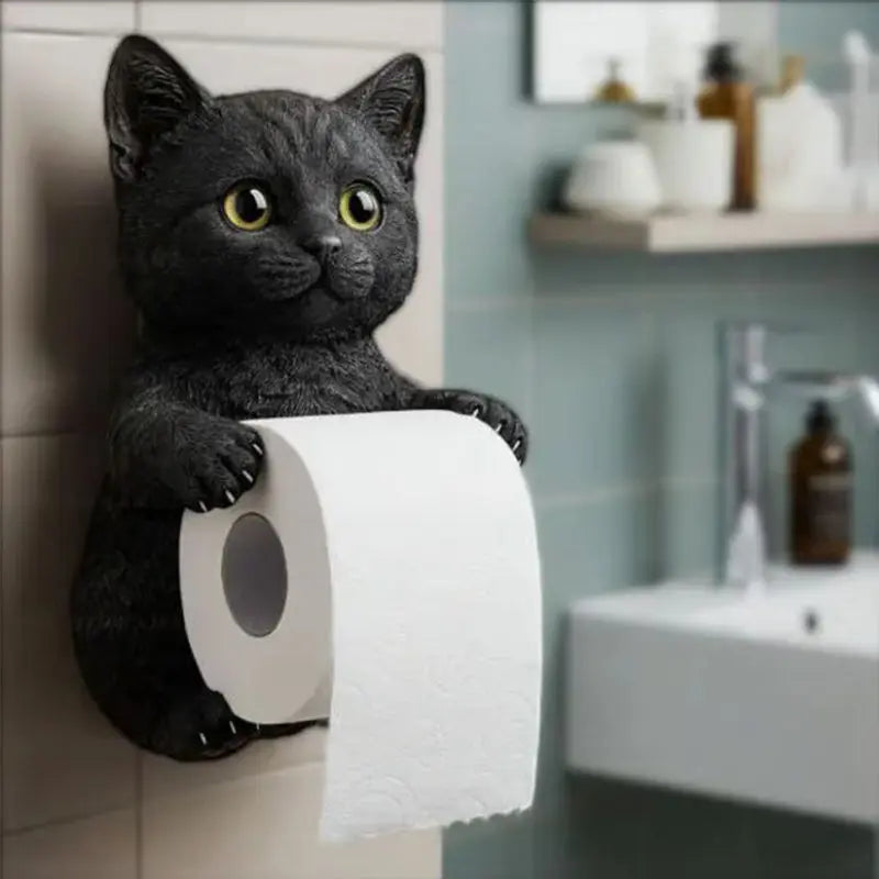 Toilettenpapierhalter | 3D Katzenform | Einfache Montage | Harz