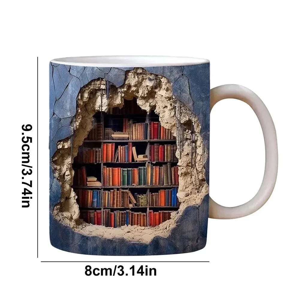 3D Bücherregal Tasse | Kreativ | Geschenkbereit zum Verschenken | Keramik