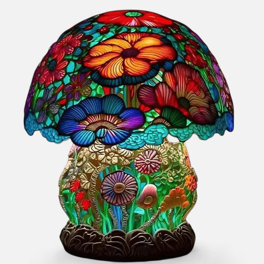 Tischlampe | Bunter Schirm | Warme Lichtwirkung | Glas