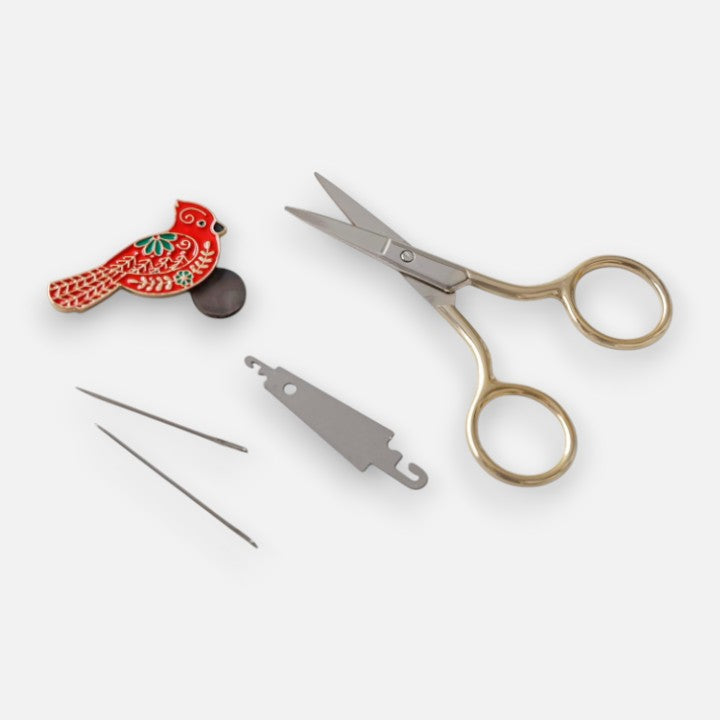 Enchanted Christmas Stickerei-Set – Hochwertiges Weihnachts-Stickset mit Garn, Vorlagen und Holzrahmen