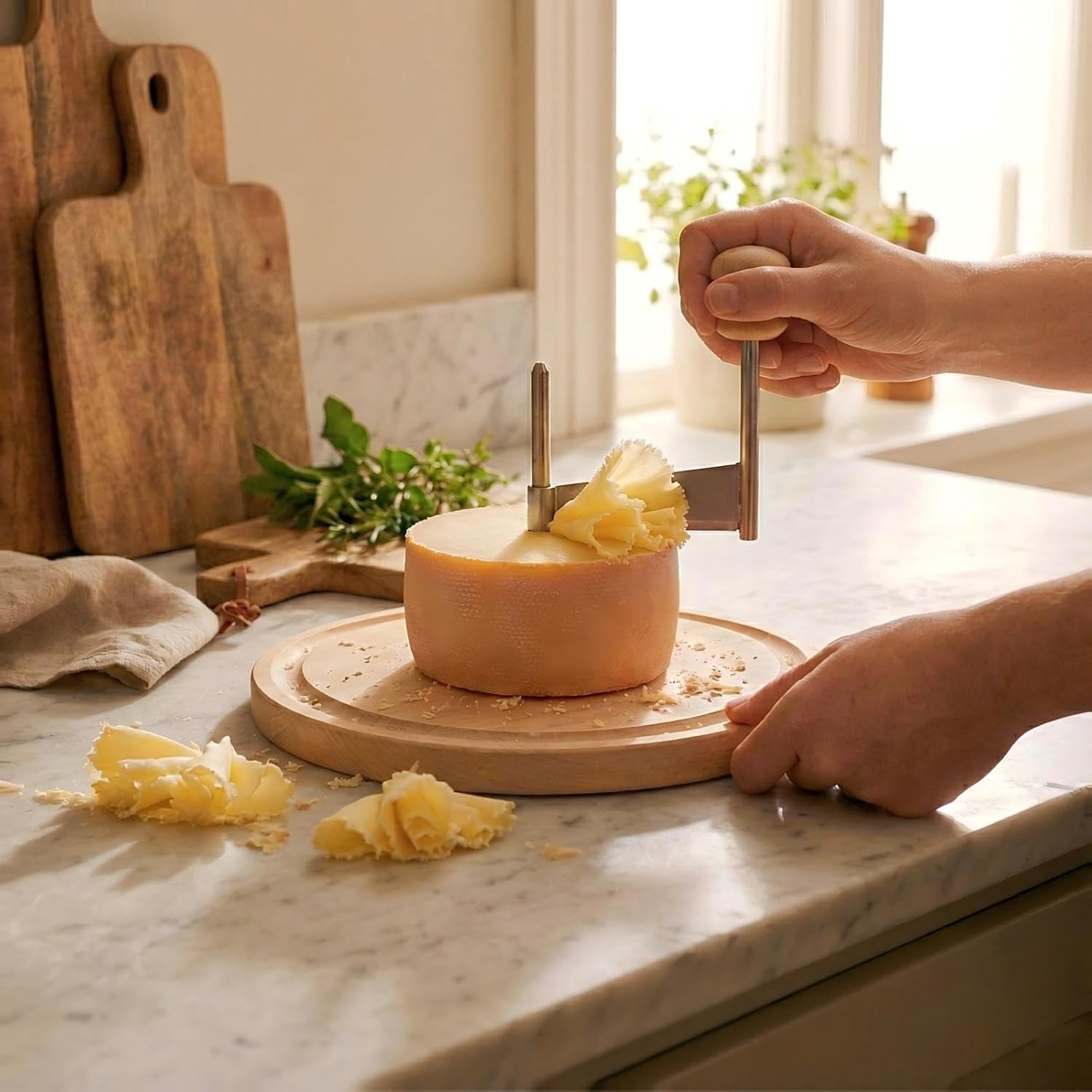 Käse-Hobel mit Edelstahl-Klinge – Elegante Rosetten