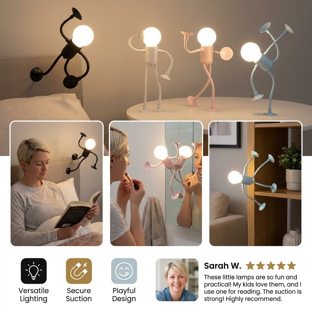 Flexible LED-Leuchte mit Saugnapf – Biegbare Arme