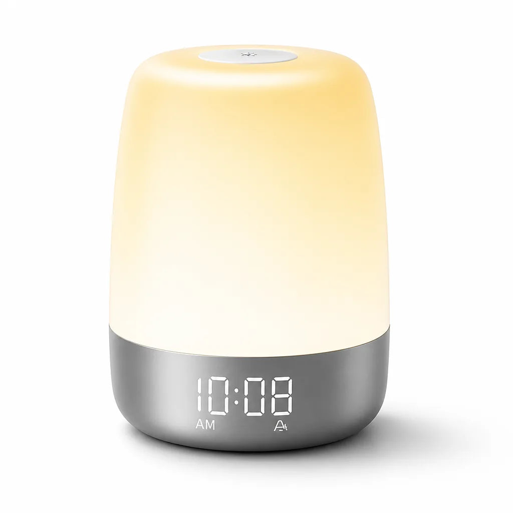 Lichtwecker mit Sonnenaufgangssimulation, dimmbares Nachtlicht und digitale Zeitanzeige