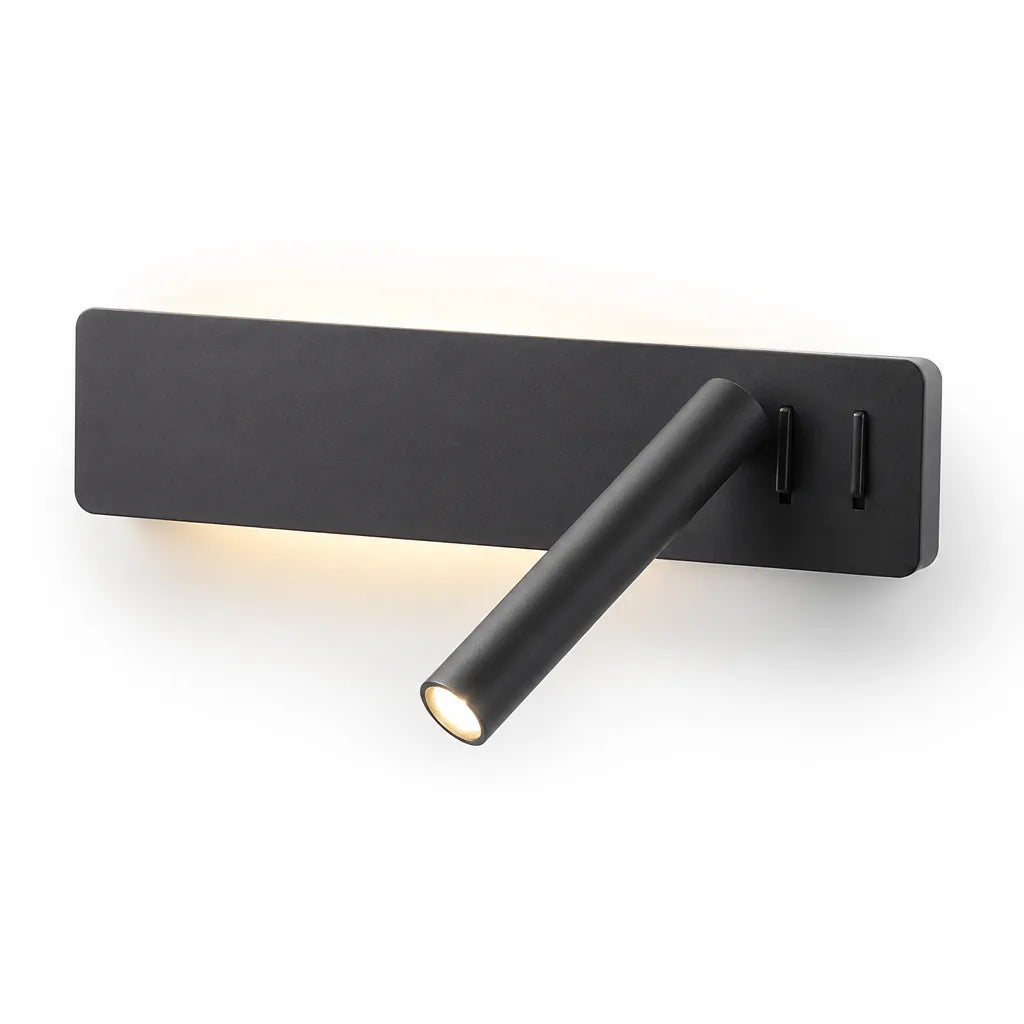 LED-Lesewandleuchte mit schwenkbarem Spot und Ambientelicht, Metall, 2 Schalter