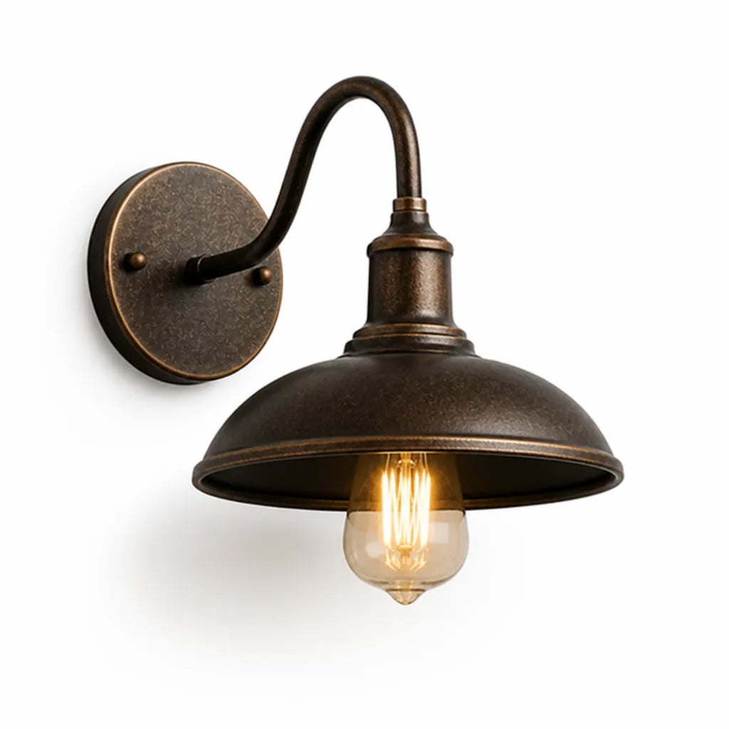 Außenwandleuchte im Vintage-Stil, wetterfest IP65, Metallgehäuse mit E27-Fassung, 26 cm