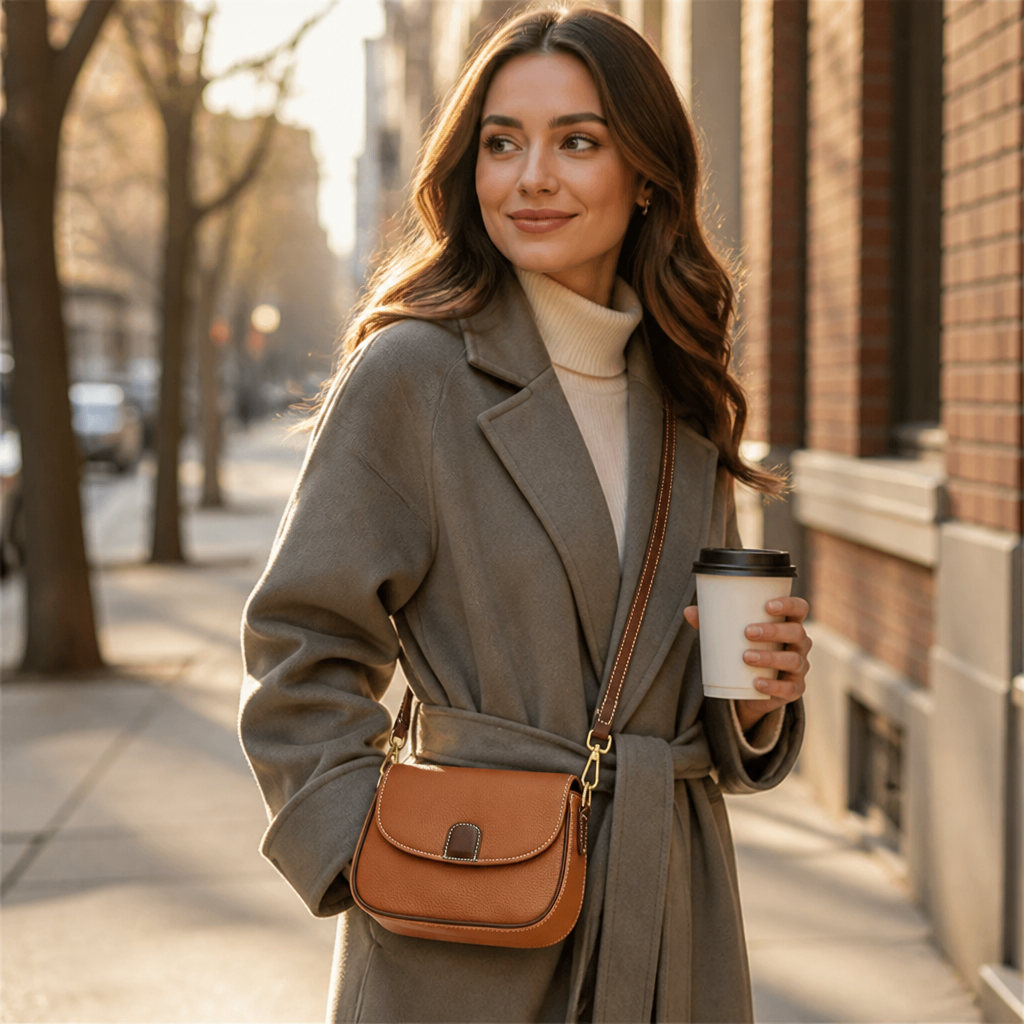 Crossbody-Tasche aus Leder mit Magnetverschluss