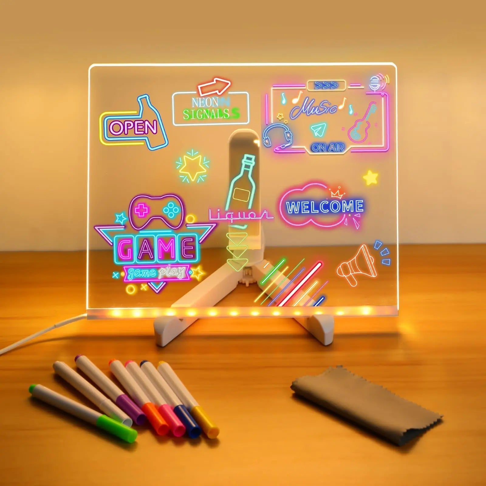 LED-Zeichenbrett mit Neon-Effekt in 3 Grössen