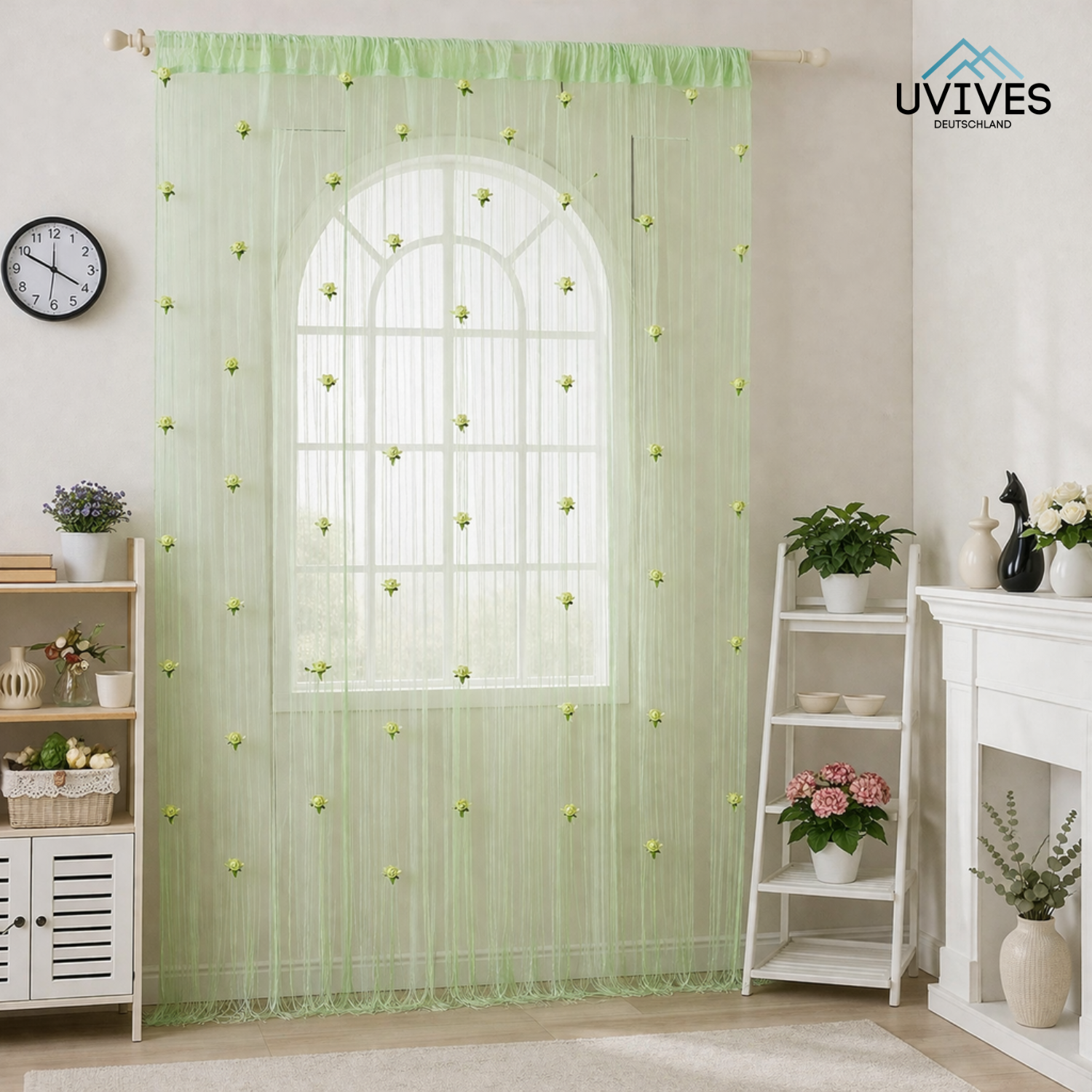 Elegante Vorhänge mit Rosen-Design für Privatsphäre