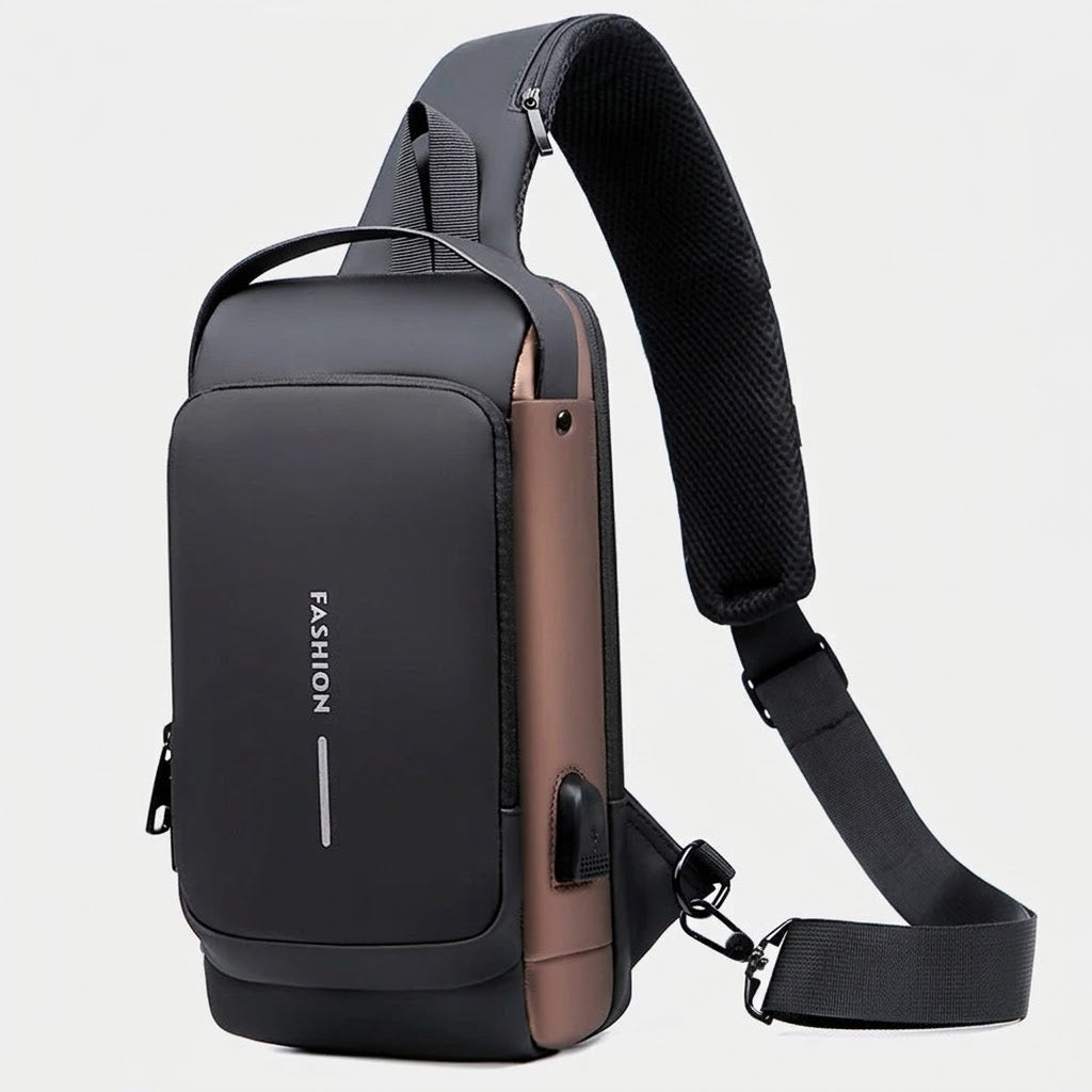 Sling Bag mit USB-Ladeanschluss aus Oxford-Gewebe