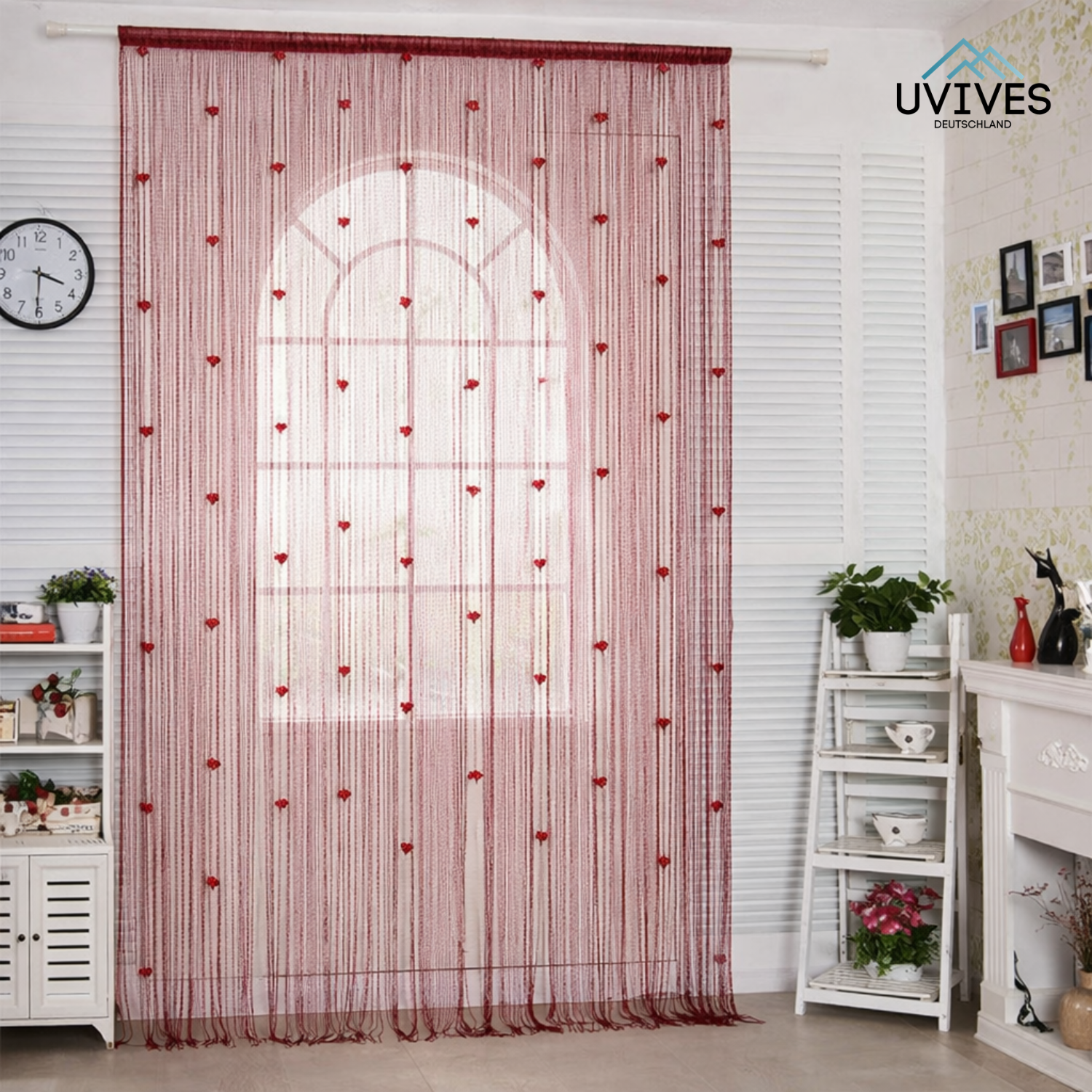 Elegante Vorhänge mit Rosen-Design für Privatsphäre