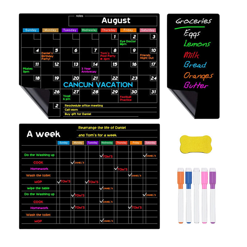 Magnetisches Kalender-Set für Kühlschrank – 3 Boards mit Markern