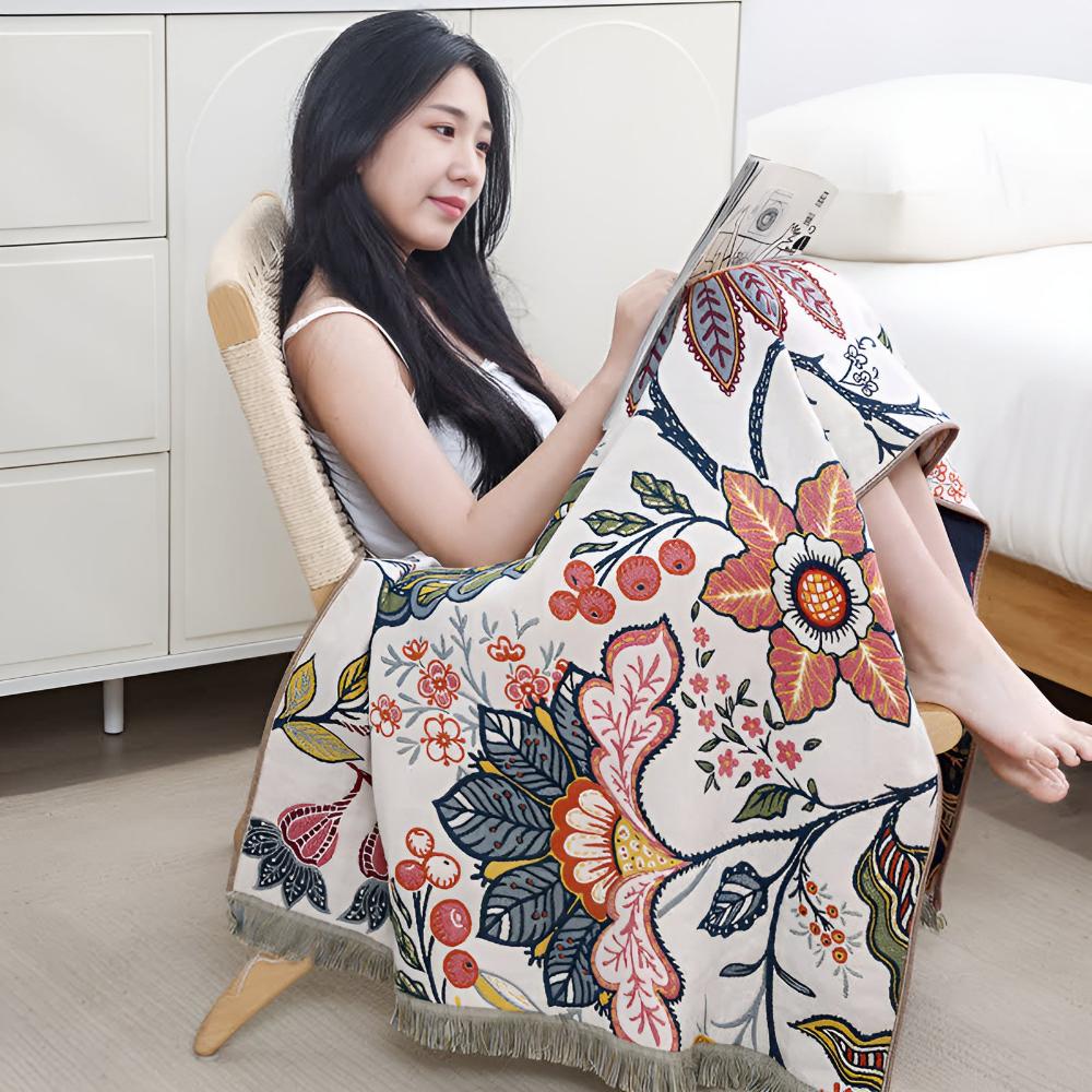 Baumwoll-Handtuch mit floralen Motiven