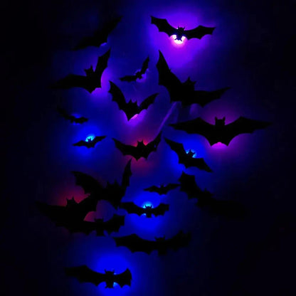 12 Stück I LED-Fledermaus-Dekoration — schaurig-schöne Halloween-Atmosphäre