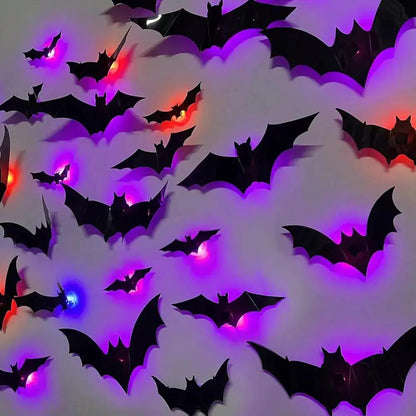 12 Stück I LED-Fledermaus-Dekoration — schaurig-schöne Halloween-Atmosphäre