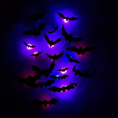 12 Stück I LED-Fledermaus-Dekoration — schaurig-schöne Halloween-Atmosphäre