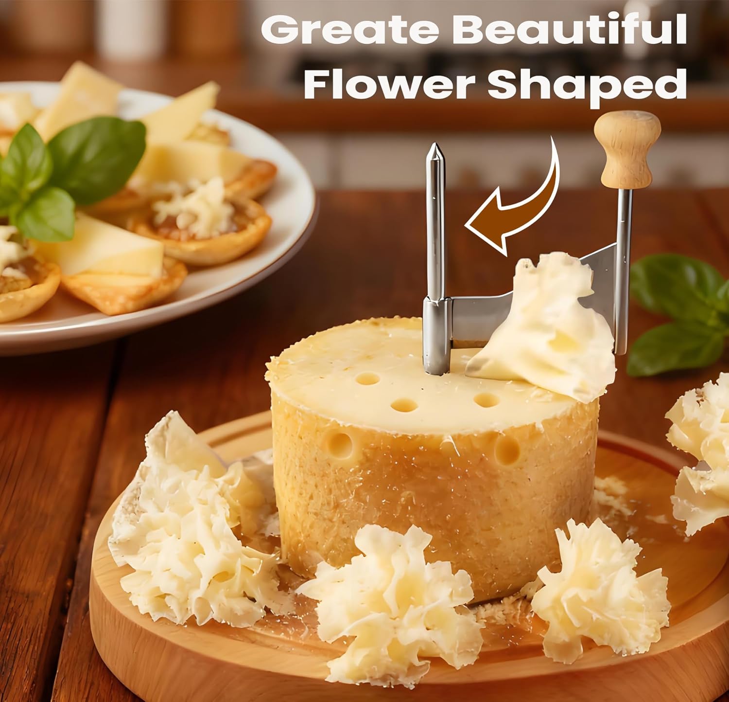 Käse-Hobel mit Edelstahl-Klinge – Elegante Rosetten