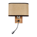 Wandleuchte mit LED-Leselicht und Stoffschirm