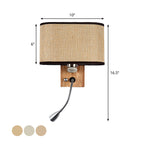 Wandleuchte mit LED-Leselicht und Stoffschirm