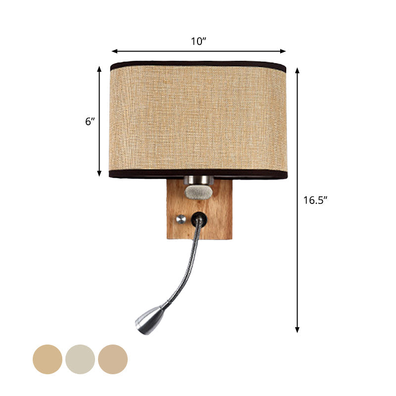 Wandleuchte mit LED-Leselicht und Stoffschirm