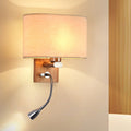 Wandleuchte mit LED-Leselicht und Stoffschirm