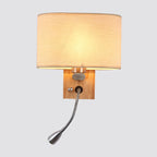 Wandleuchte mit LED-Leselicht und Stoffschirm