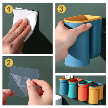 1+1 GRATIS | Wandmontierter Klebe-Zahnbürstenhalter – Bohren nicht nötig, platzsparend