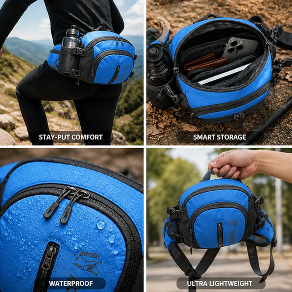 Bauchtasche mit Flaschenhalter, ultraleicht und wasserdicht, rutschfester Sitz