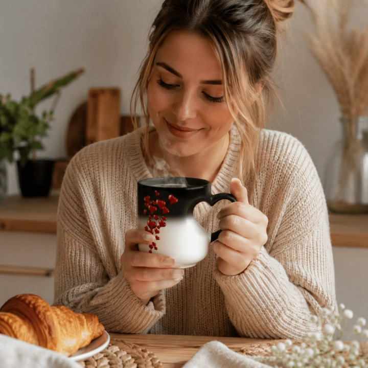 Wärmeaktivierte Herz-Tasse mit Farbwechsel – 400 ml