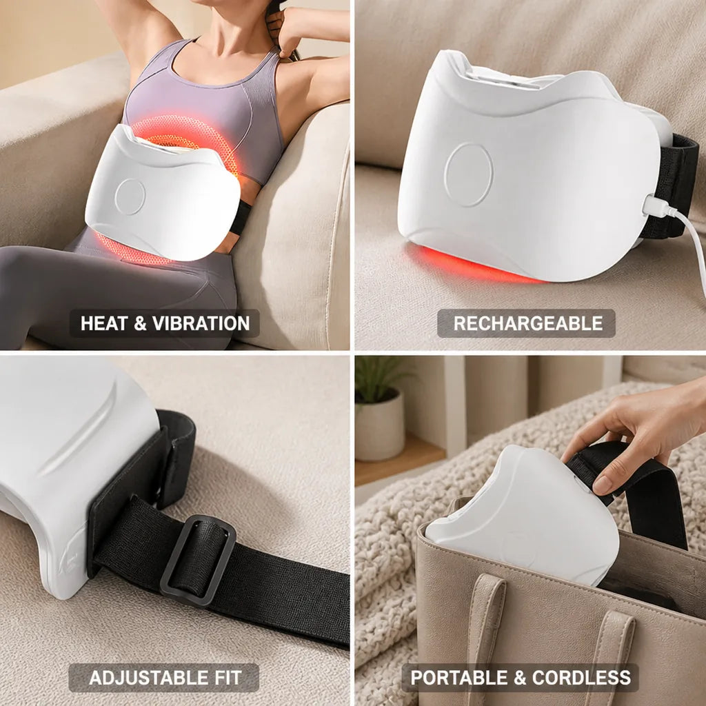 Bauchmassagegerät mit Wärme und Vibrationsmassage, kabellos mit Akku
