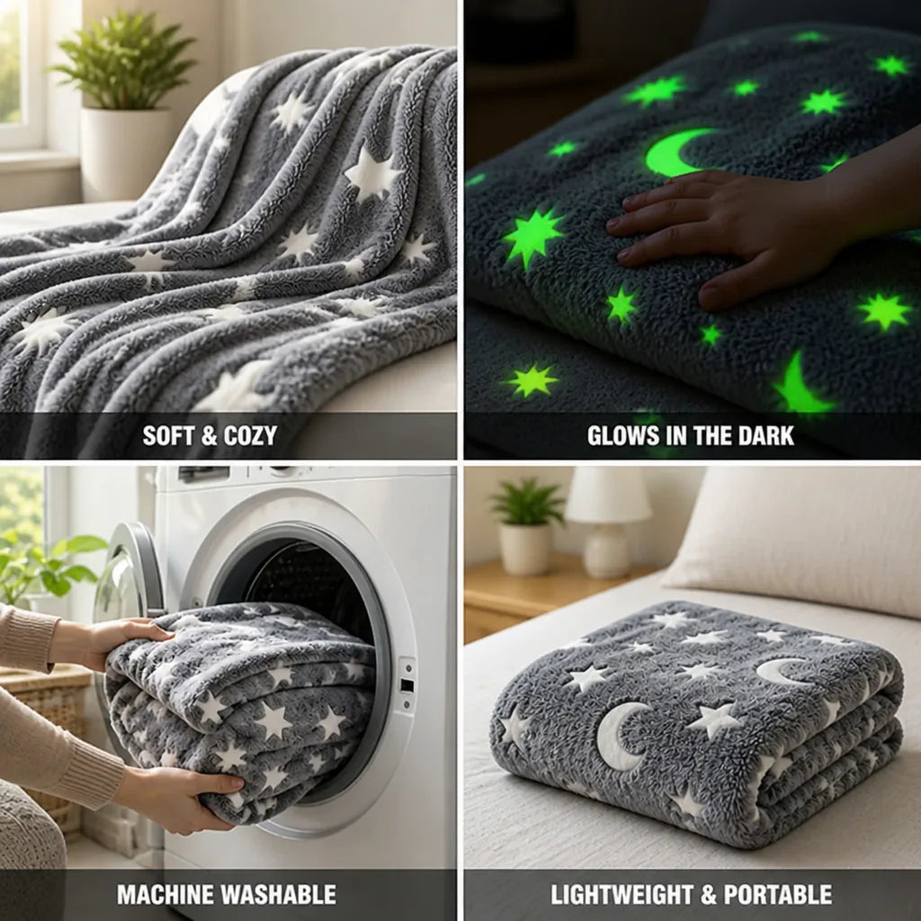 Kinderdecke, im Dunkeln leuchtend, weiches Flanell-Fleece