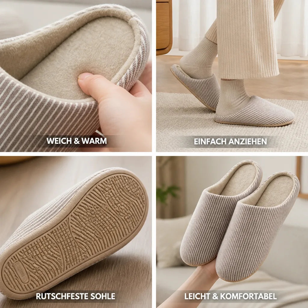 Winterpantoffeln für Damen mit offener Ferse, flauschig und rutschhemmende Sohle fürs Haus