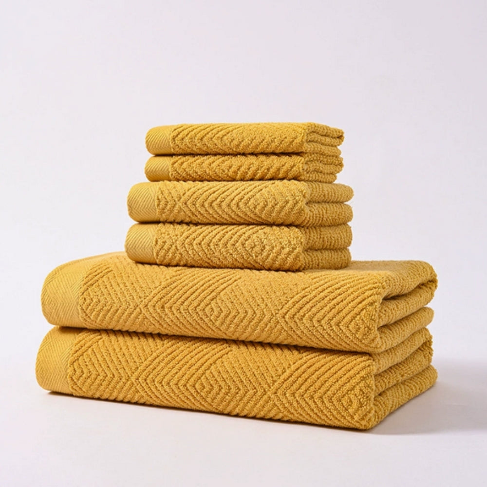 Handtuchset mit Zickzack-Muster – 6-teilig aus 100% Baumwolle