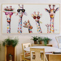 Wandbild Giraffen mit Sonnenbrille – Farbenfrohes Leinwanddruck