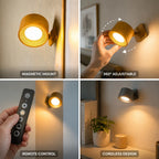 Kabellose Wandleuchte mit Magnetbefestigung, 360° drehbar, Fernbedienung, Warmweiß und Kaltweiß