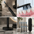 Elektrische Schallzahnbürste mit 5 Putzmodi, USB-aufladbar, 8 Ersatzbürstenköpfe