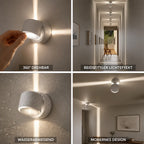 LED-Wandleuchte mit 360° drehbarem Licht und beidseitigem quadratischem Lichteffekt, wasserabweisend